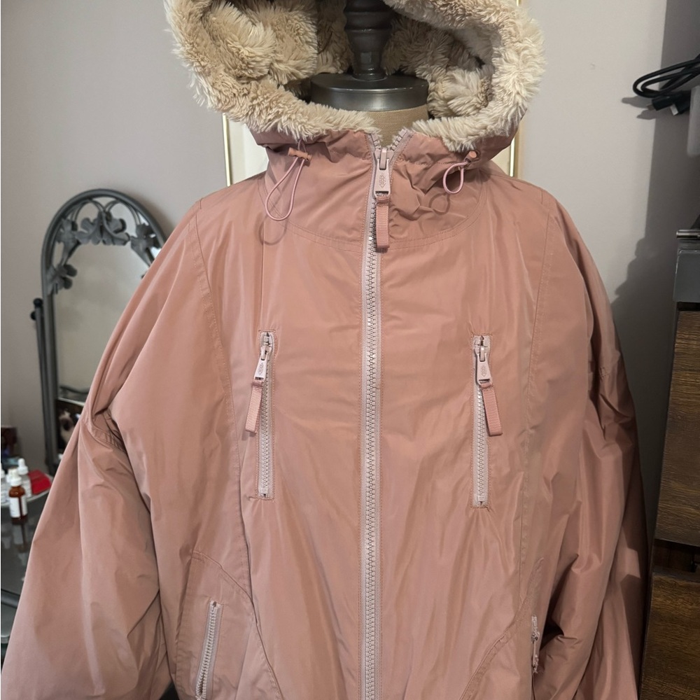 Pink Hooded Jacket with Faux Fur Lining